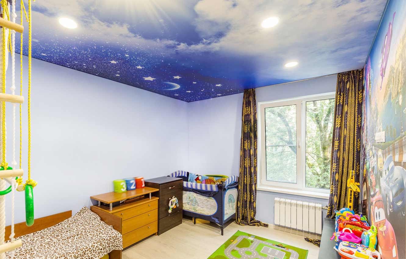 Потолок в детской комнате: 47 фото дизайна со звездным небом для подростка, выбор рисунка фотопечати для девочки